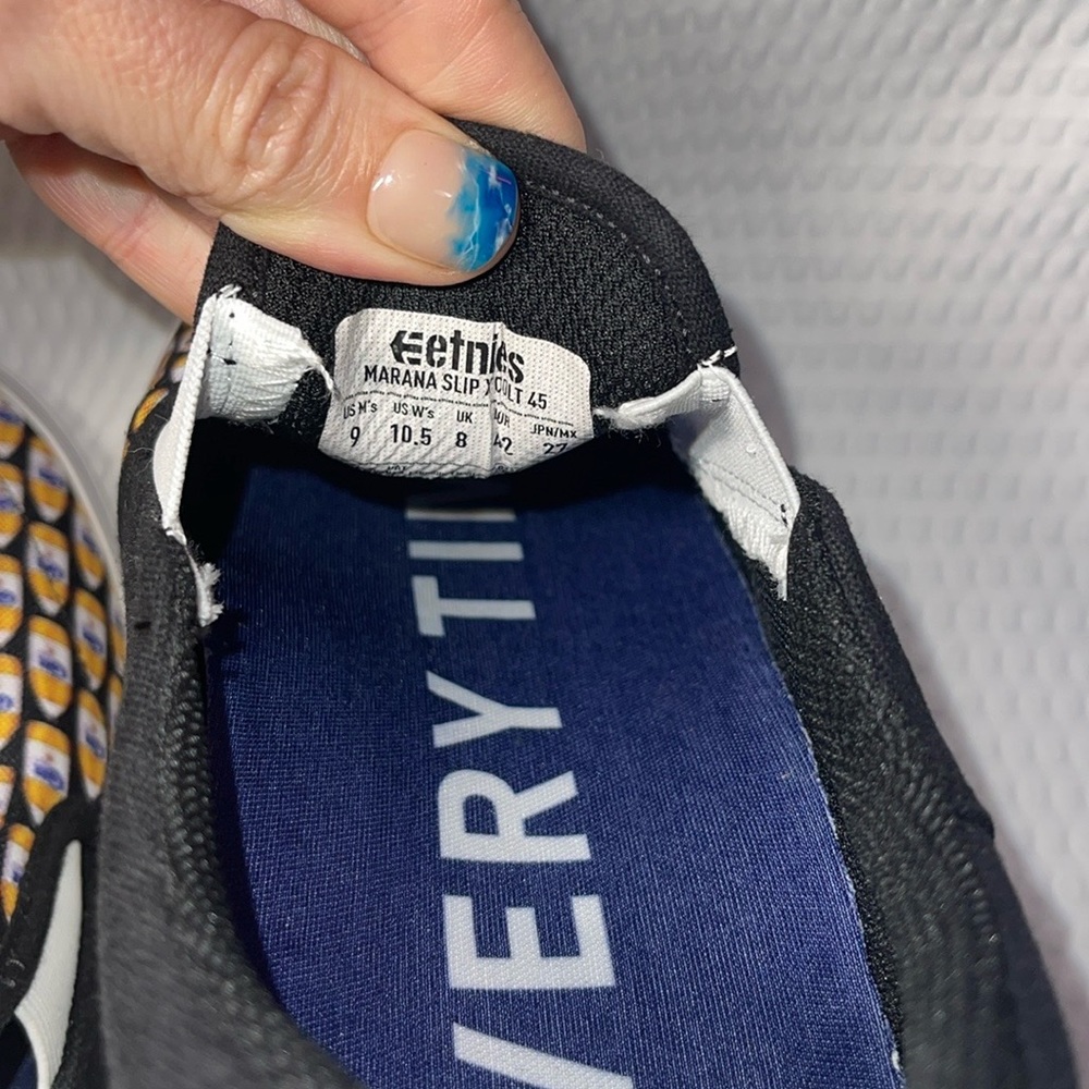 RARE - 🍺 - Etnies Skateboard Shoes Marana Slip X Colt 45 Black/Print Size 9 NWOT - Picture 4 of 5